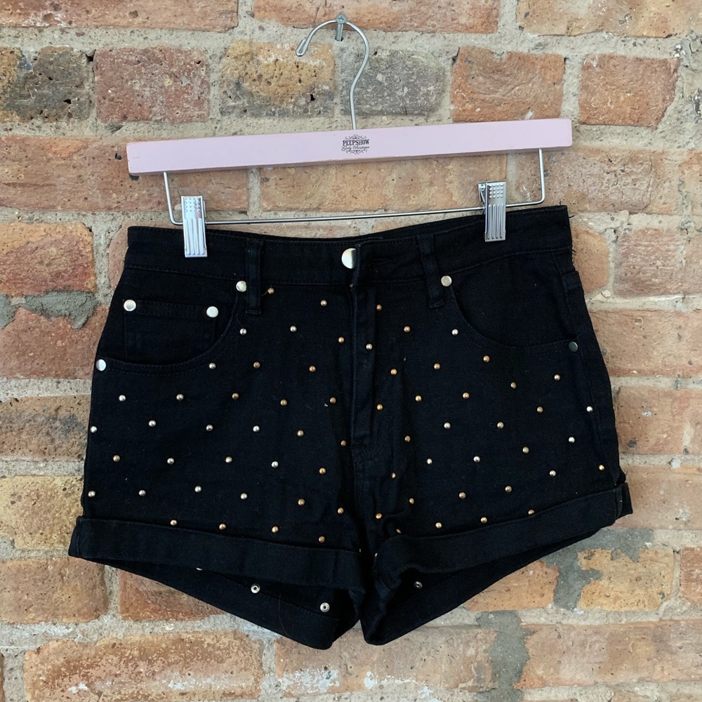 studded denim shorts